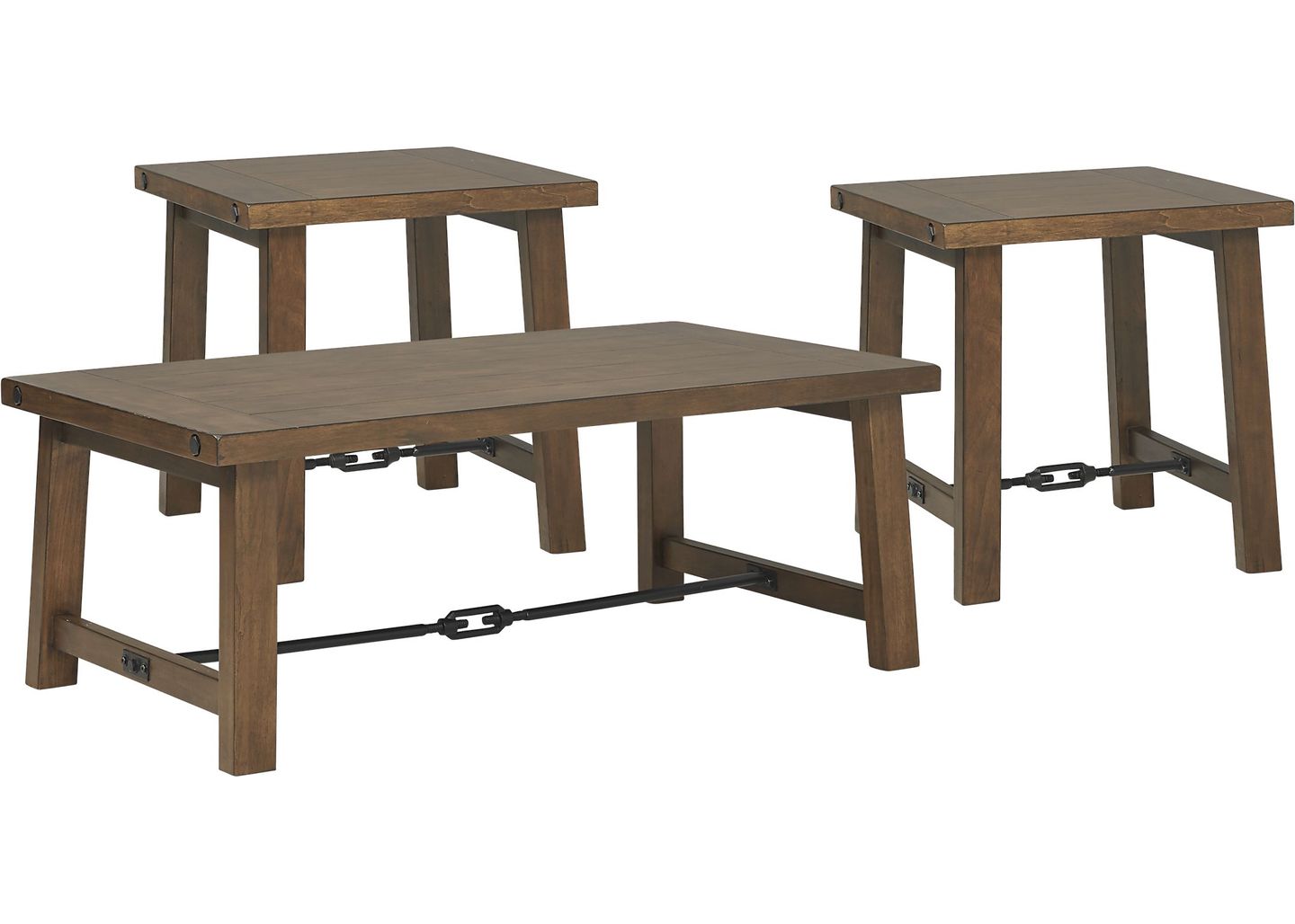 Rooms To Go South River Brown 3 Pc Cocktail Table Set